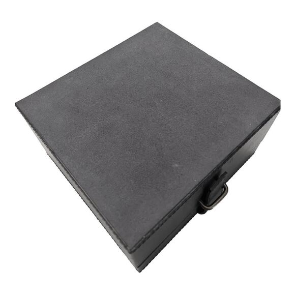 PB Black LEATHER JEWELRY BOX + TRAY Mens Ladies 8” Square Dresser Organizer - Picture 9 of 13